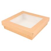 BOITE CARTON KRAFT BRUN + COUV FENETRE 14X14XH5CM LOT DE 25