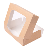 BOITE CARTON A DESSERT KRAFT BRUN + FENETRE 17,5x12x4,5cm Lot de 50