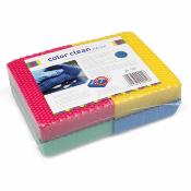 SACHET DE 4 EPONGES COLOR CLEAN HACCP DE COULEURS PANACHEES
