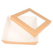 BOITE CARTON KRAFT BRUN + COUV FENETRE 14X14XH5CM LOT DE 25