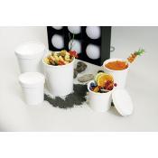 POT A SOUPE / SAUCE ROND CARTON BLANC 360ml + COUVERCLE Lot de 25