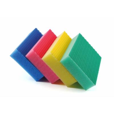 SACHET DE 4 EPONGES COLOR CLEAN HACCP DE COULEURS PANACHEES