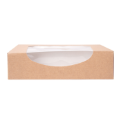 BOITE CARTON A DESSERT KRAFT BRUN + FENETRE 17,5x12x4,5cm Lot de 50