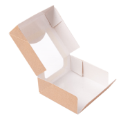 BOITE CARTON A DESSERT + FENETRE 10x10x4cm Lot de 50