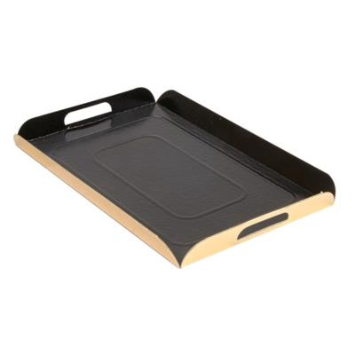 COMBO BOITE BLANCHE CARTON ET PLATEAU NOIR ET OR AVEC ANSES 28X42XH6cm LOT DE 25