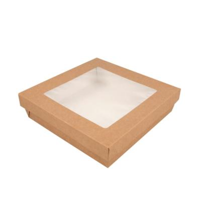 BOITE CARTON KRAFT BRUN + COUV FENETRE 18.5X18.5XH4CM LOT DE 50