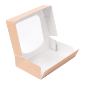 BOITE CARTON A DESSERT KRAFT BRUN + FENETRE 17,5x12x4,5cm Lot de 50