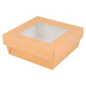 BOITE CARTON KRAFT BRUN + COUV FENETRE 12X12XH5CM LOT DE 25