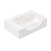 BOITE CARTON A DESSERT BLANC + FENETRE 17,5x12x4,5cm Lot de 50