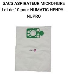 SACS ASPIRATEUR MICROFIBRE Lot de 10 pour NUMATIC HENRY - NUPRO