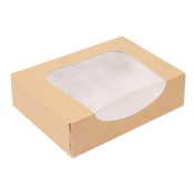 BOITE CARTON A DESSERT KRAFT BRUN + FENETRE 17,5x12x4,5cm Lot de 50