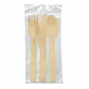 SET COUVERTS BOIS COUT/FOUR/CUIL 16cm BIODEGRADABLE Lot de 100